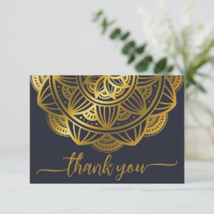 Elegant Navy Guld Mandala Tack Kort