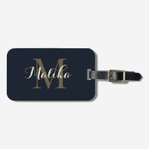 Elegant Navy Guld Monogram Personlig Akryl