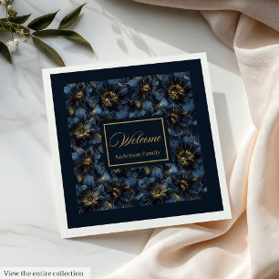 Elegant Navy Guld Napkins Custom Name Gift Idea Pappersservett