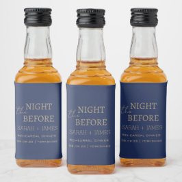 Elegant Navy & Guld Natten Före Bröllopet Spritflaskor Etikett