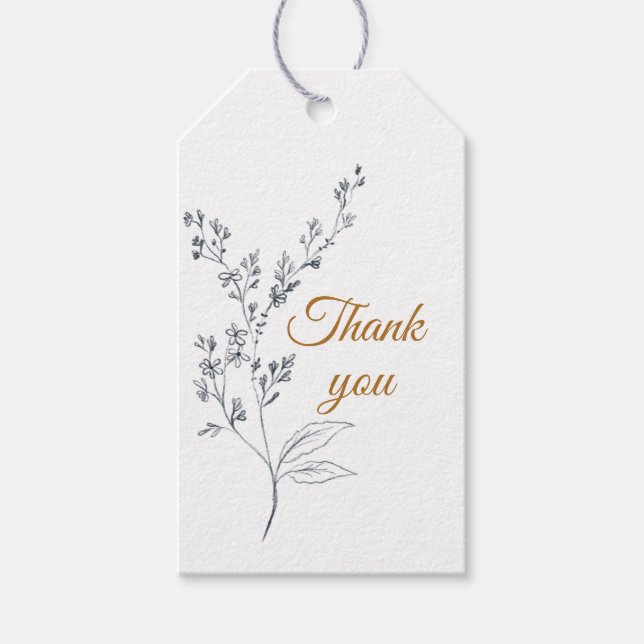 Elegant Navy, Guld och White Gift Märkre Presentetikett (Framsidan)