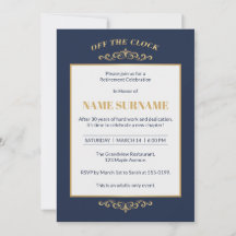 Elegant Navy Guld Pension Invitation