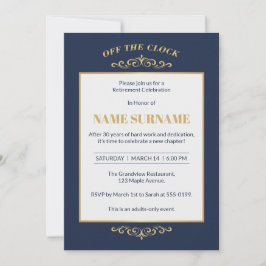 Elegant Navy Guld Pension Invitation Inbjudningar