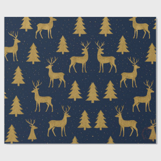 Elegant Navy & Guld Ren Julpresentpapper Presentpapper