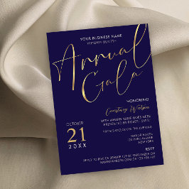 Elegant Navy & Guld Script Business Year Gala Inbjudningar