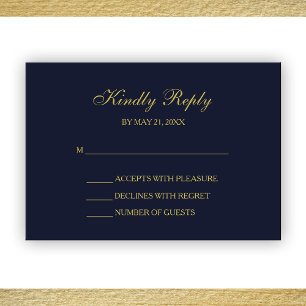 Elegant Navy & Guld Script OSA kort