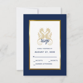 Elegant Navy Guld Seastars Modern Bröllop OSA Kort