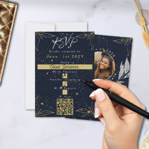 Elegant Navy Guld Studentfest OSA Kort