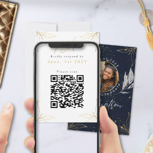 Elegant Navy Guld Studentfest QR-kod OSA Kort