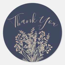 Elegant Navy & Guld Tack Sticker Runt Klistermärke