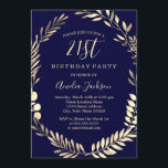 Elegant Navy Guld Watercolor 21 Birthday Inbjudningar<br><div class="desc">Mer söt på födelsedagsinbjudningar i Little Bayleigh Store!</div>
