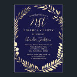 Elegant Navy Guld Watercolor 21 Birthday Inbjudningar<br><div class="desc">Mer söt på födelsedagsinbjudningar i Little Bayleigh Store!</div>