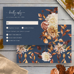 Elegant Navy Höstblad Blommig RSVP-kort OSA Kort