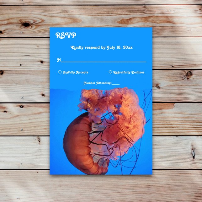 Elegant Navy Jellyfish Nautical Coastal Bröllop OSA Kort (Skapare uppladdad)