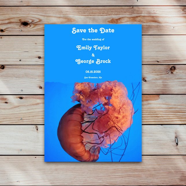 Elegant Navy Jellyfish Nautical Coastal Bröllop Spara Datumet (Skapare uppladdad)