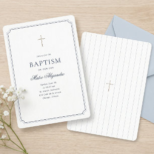 Elegant Navy Klassisk Enkel Dop Inbjudningar