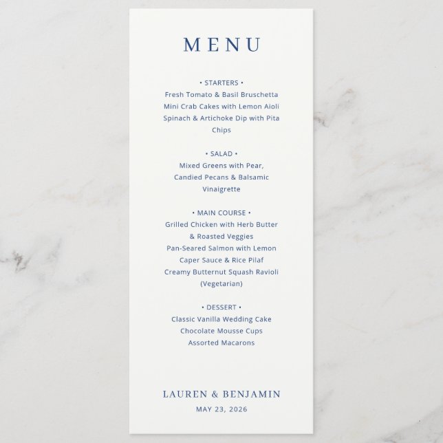 Elegant Navy Menu Template Meny (Framsida)