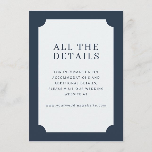 Elegant Navy Minimalist Border Tilläggskort (Framsida)
