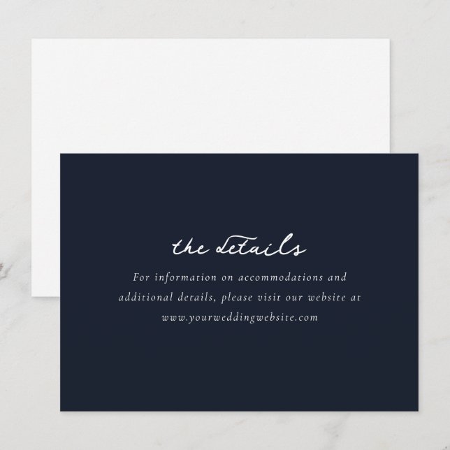 Elegant Navy Minimalist Calligraphy Tilläggskort (Fram/baksida)