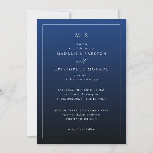 Elegant Navy Minimalist Invitations Inbjudningar (Framsida)