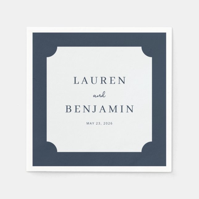 Elegant Navy Minimalist Names Pappersservett (Framsidan)