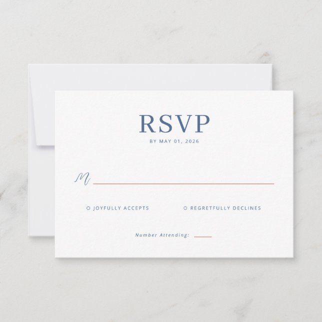 Elegant Navy Minimalist RSVP OSA Kort (Framsida)