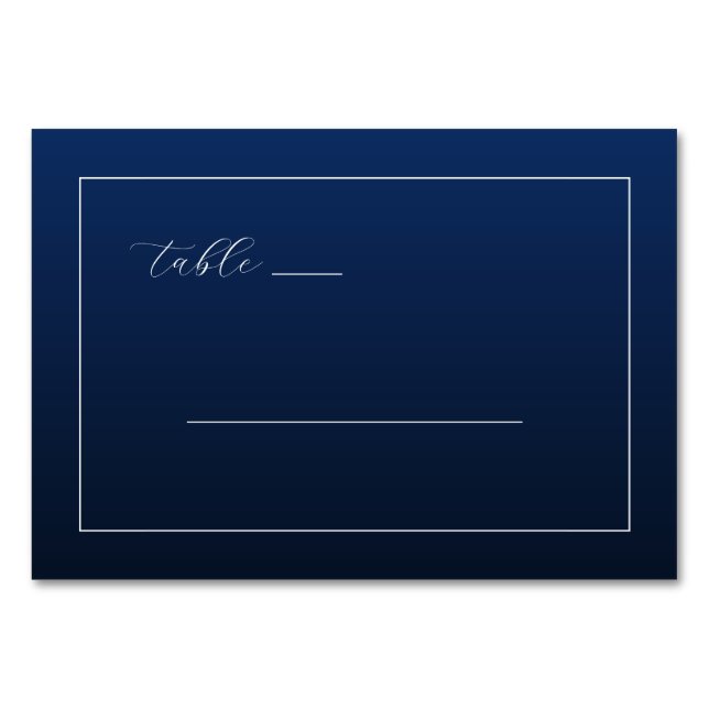 Elegant Navy Minimalist Table Card Bordsnummer (Framsidan)