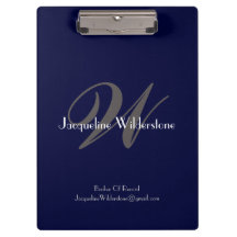 Elegant Navy Monogram Namn Chic Coola Professionel