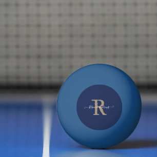 Elegant Navy Monogram Script Initial Namn Pingisboll