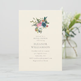Elegant Navy och Blush Blommig Bridal Brunch Inbjudningar