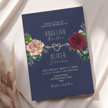 Elegant Navy och Burgundy Blommigt Bröllop