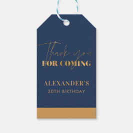 Elegant Navy och Guld Birthday Tack Presentetikett