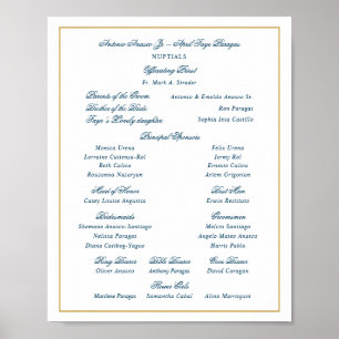Elegant Navy och Guld Bröllopsuppbåd Poster