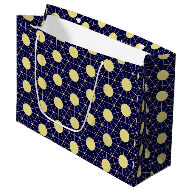 Elegant Navy och Guld Geometrisk Kakel Mönster (Framsidan Vinklad)