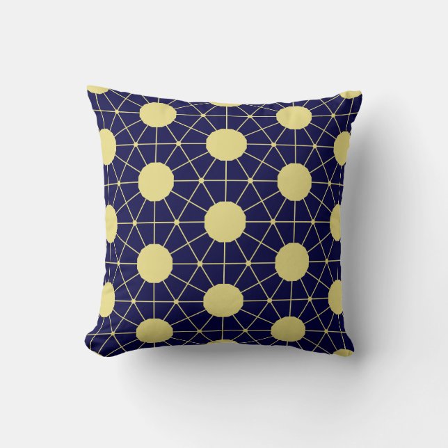 Elegant Navy och Guld Geometrisk Kakel Mönster Kudde (Framsida)