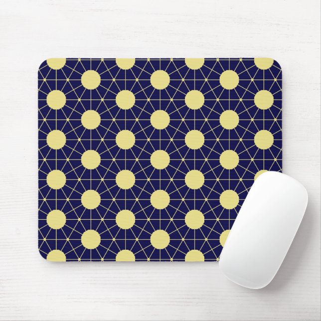 Elegant Navy och Guld Geometrisk Kakel Mönster Musmatta (Med mus)