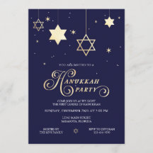 Elegant Navy och guld Hanukkah Party