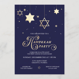 Elegant Navy och guld Hanukkah Party Inbjudningar