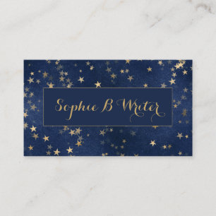 Elegant Navy och Guld Starry Authors Writers Visitkort