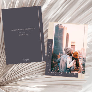 Elegant Navy och Rose Gold Foto Bröllop Spara Datumet