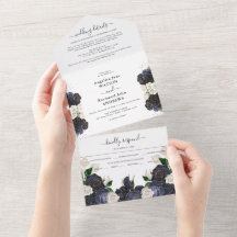 Elegant Navy och vit blomsterbröllop