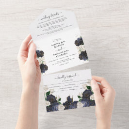 Elegant Navy och vit blomsterbröllop