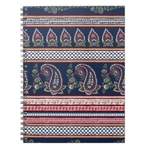 Elegant Navy Paisley: Timless Gräns Design Anteckningsbok