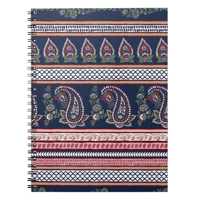 Elegant Navy Paisley: Timless Gräns Design Anteckningsbok (Framsidan)