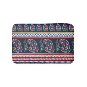 Elegant Navy Paisley: Timless Gräns Design Badrumsmatta