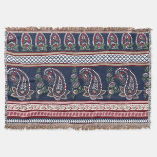 Elegant Navy Paisley: Timless Gräns Design Filt