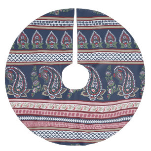 Elegant Navy Paisley: Timless Gräns Design Julgransmatta Borstad Polyester