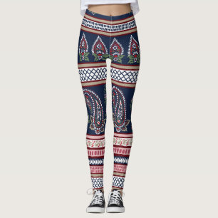 Elegant Navy Paisley: Timless Gräns Design Leggings