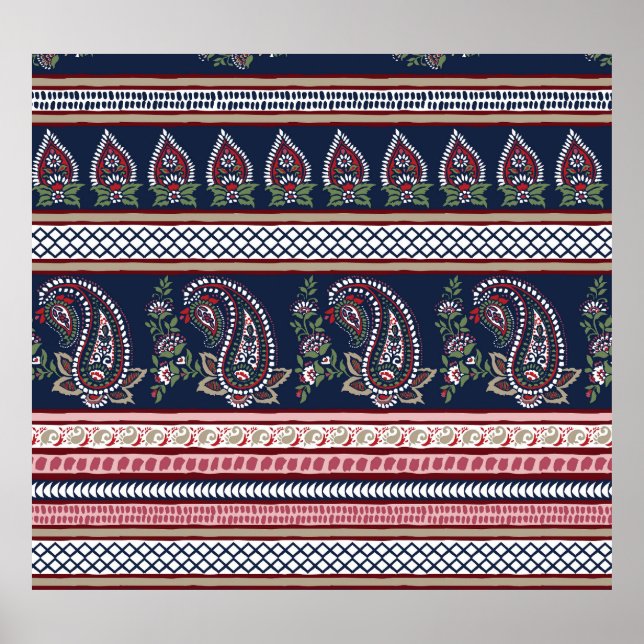 Elegant Navy Paisley: Timless Gräns Design Poster (Framsidan)