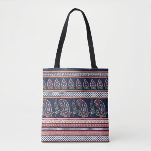 Elegant Navy Paisley: Timless Gräns Design Tygkasse